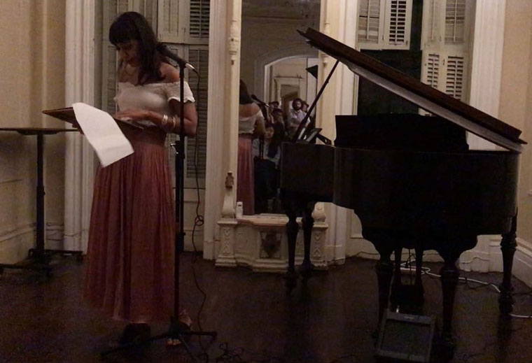 Jai reading a poem at the Langston Hughes House in Harlem.