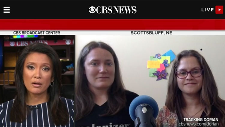 Image of a video of LaUra and Aimee being interviewed on CBS News.