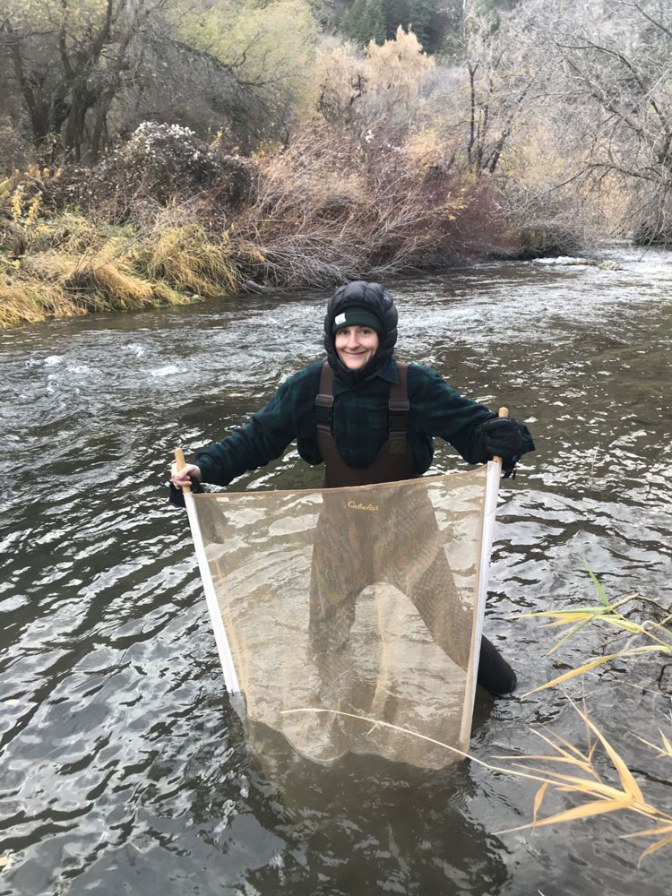 Tiana doing research at the Provo River